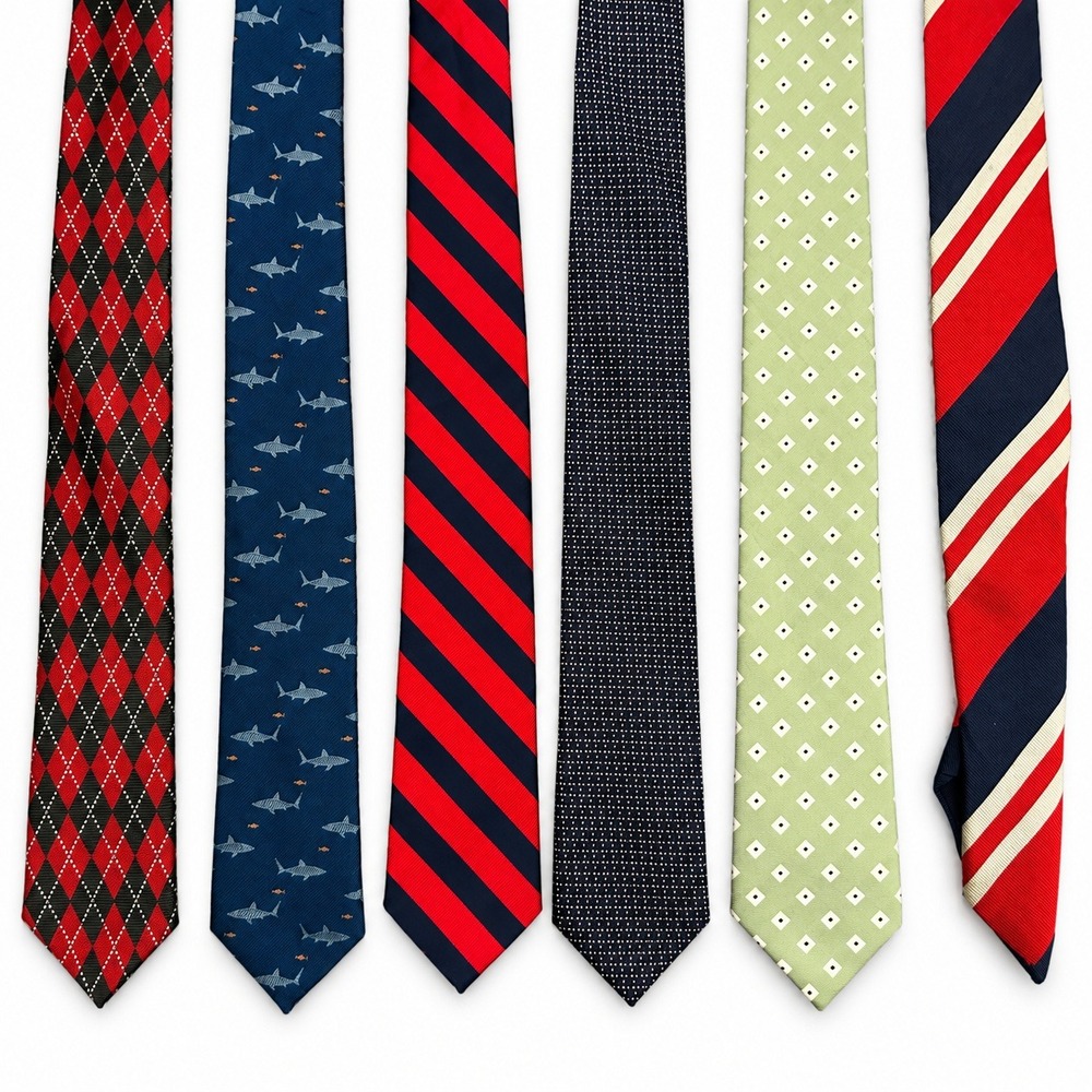 Academia Formal Necktie Lot Mens Multicolored Excellent Mixed Patterns 6pc Set